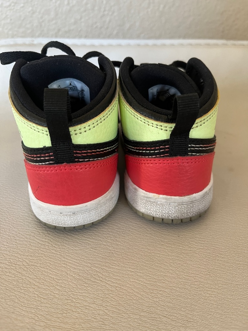 Jordan Kids Black, Light Green, Pink & Red High-Top Sneakers - Picture 4 of 6